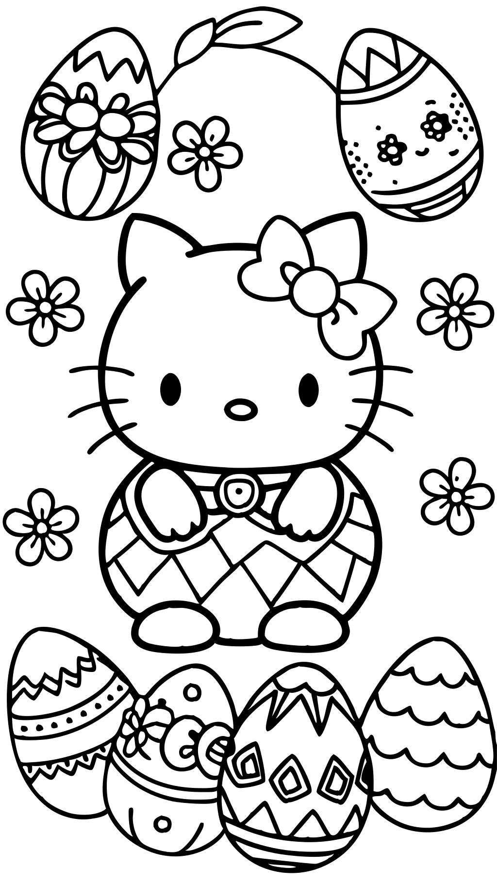 hello kitty páginas para colorear de pascua